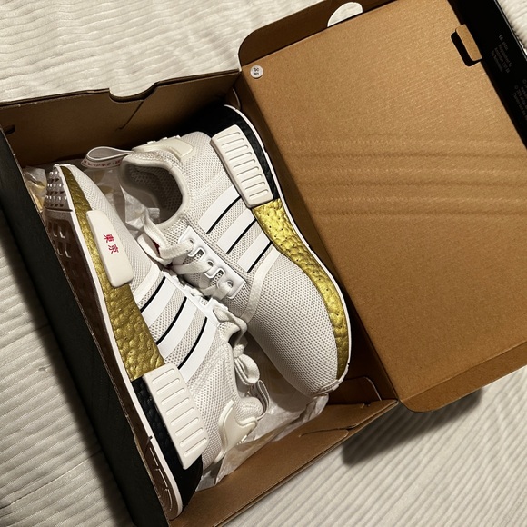 Adidas White and Gold NMD_R1 Japan Addition
